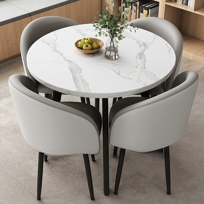 Circular Manufactured Wood Dining Table Set with Upholstered Back, Padded Chair, Arms, Seats 4 - image 12