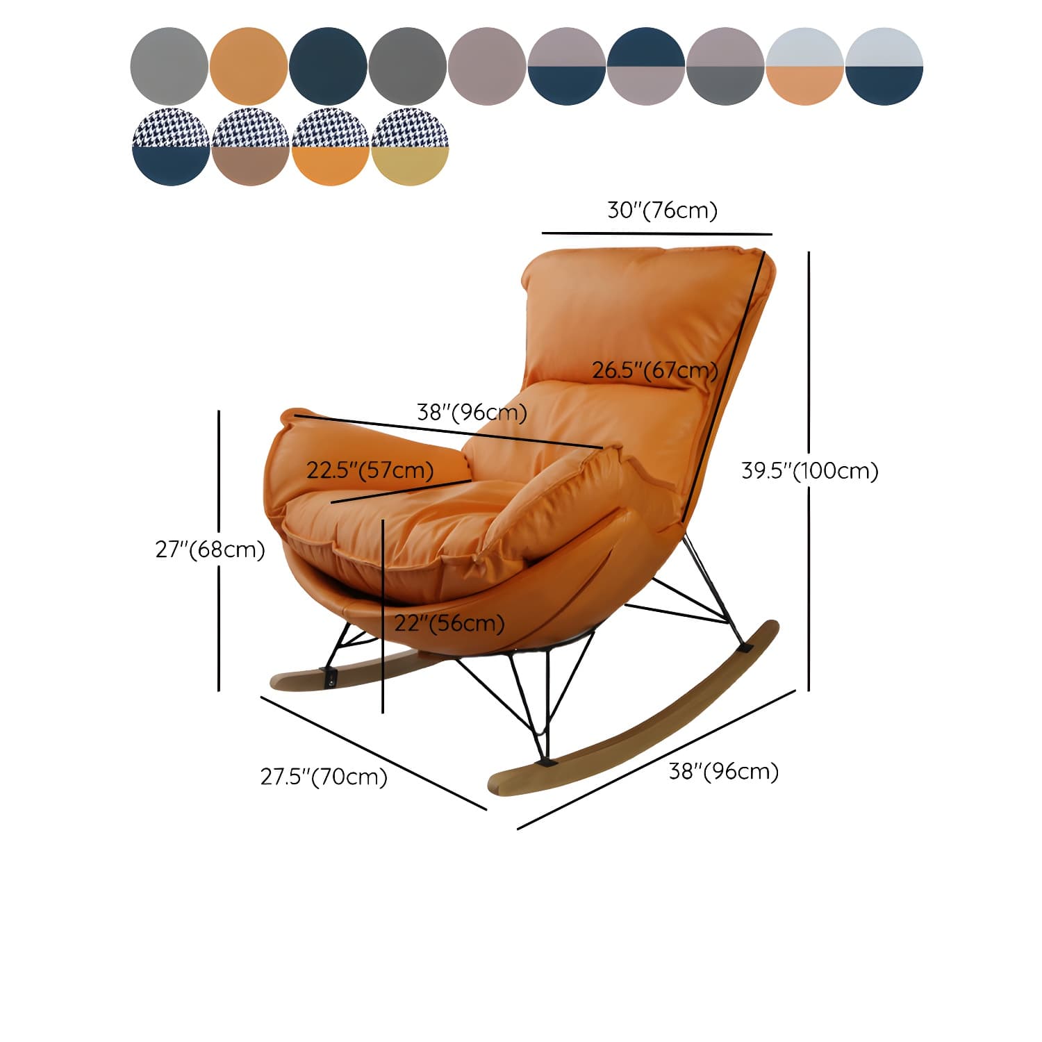 Modern Glider Chair Upholstered Removable Cushions Rocking Chair with Dark Legs - image 20