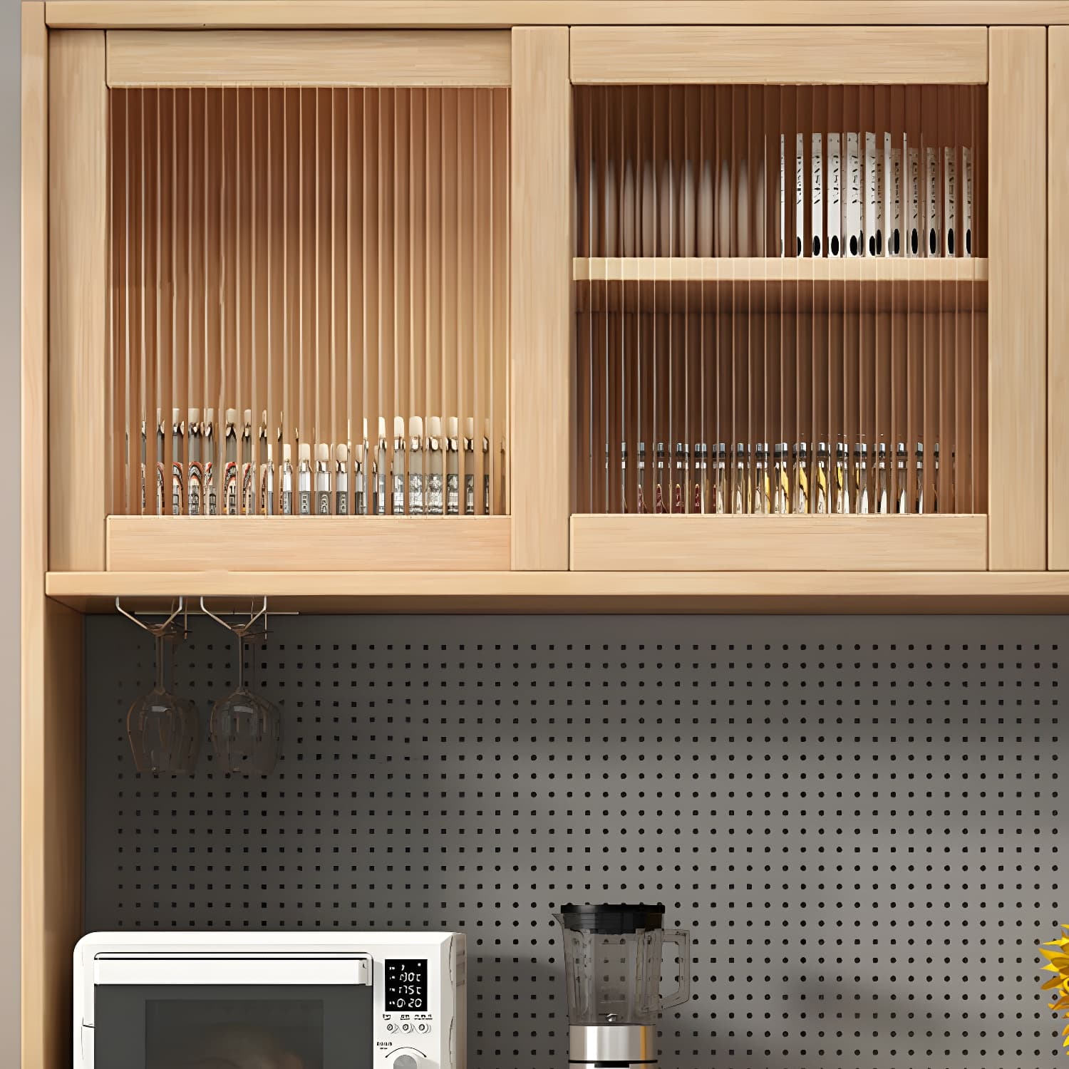 Modern Style Solid Wood Storage Sideboard Cabinet with Glass Doors and Drawers - image 13