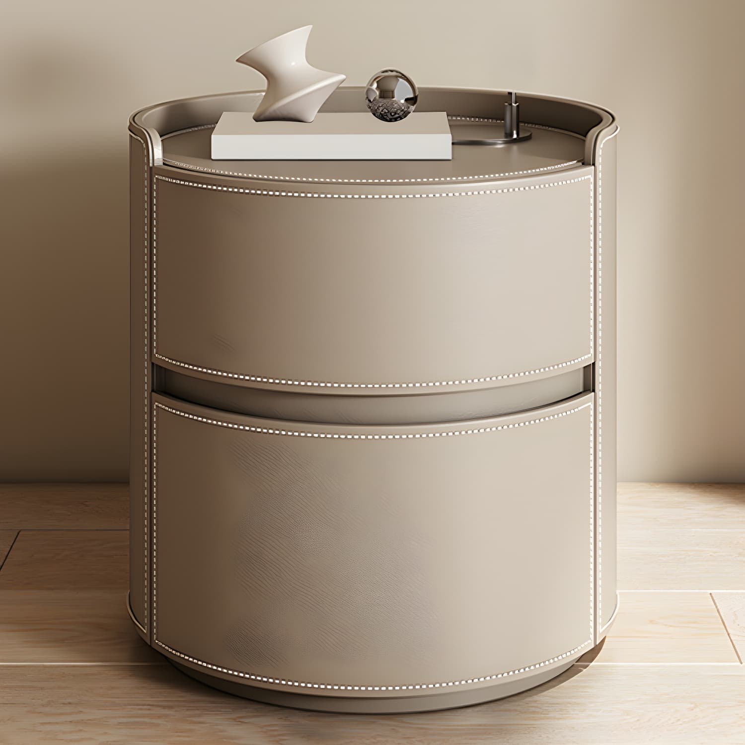 Modern Wood Nightstand with 2 Drawers and No Distressing Brown Color - image 11