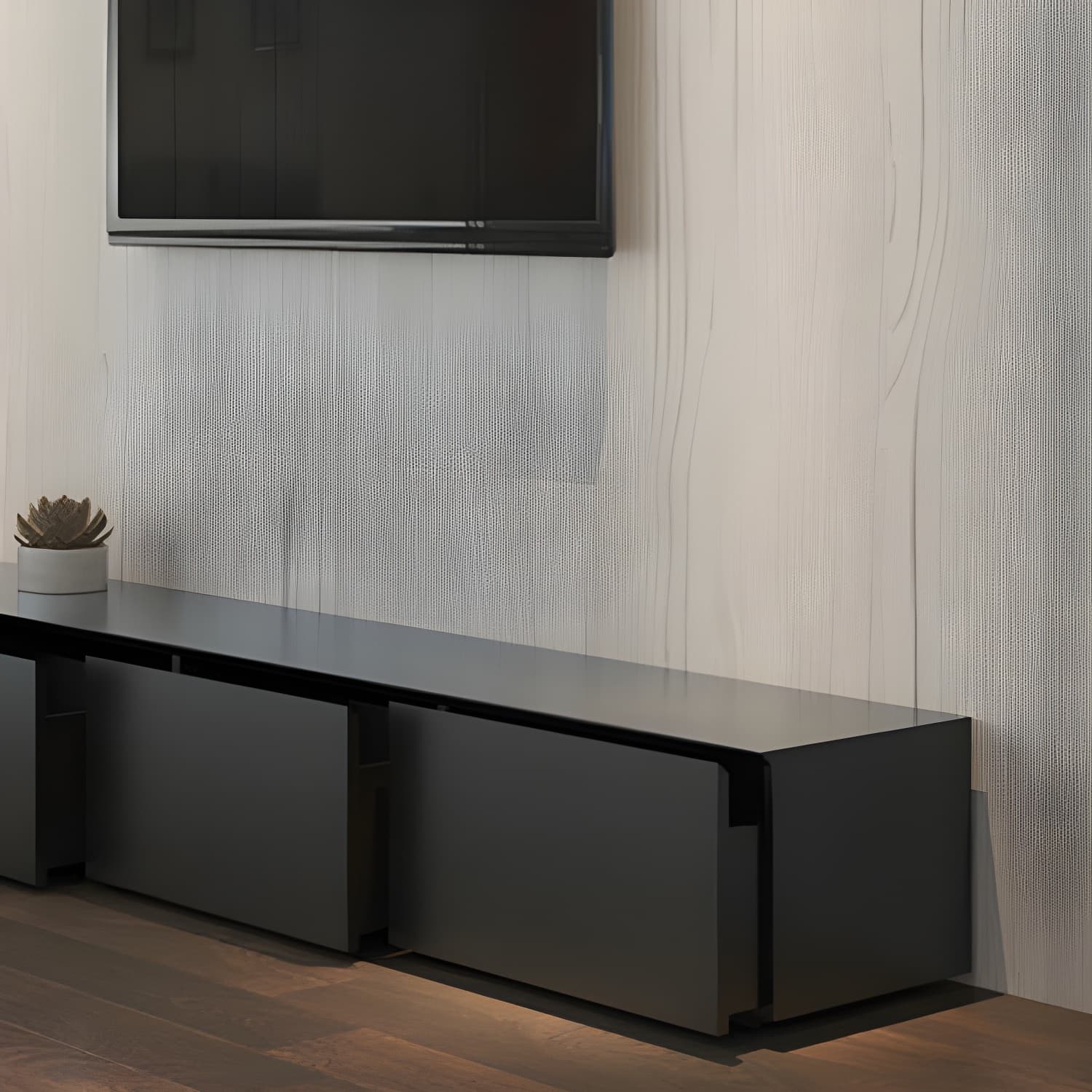Modern TV Stand with Drawers and Soft Close Glides - Low Height, Wood Material - image 10