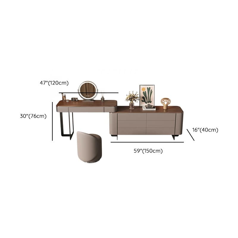 Vanity Set in Tan with 7 Drawers, Scalable and Push-Pull Features - image 15
