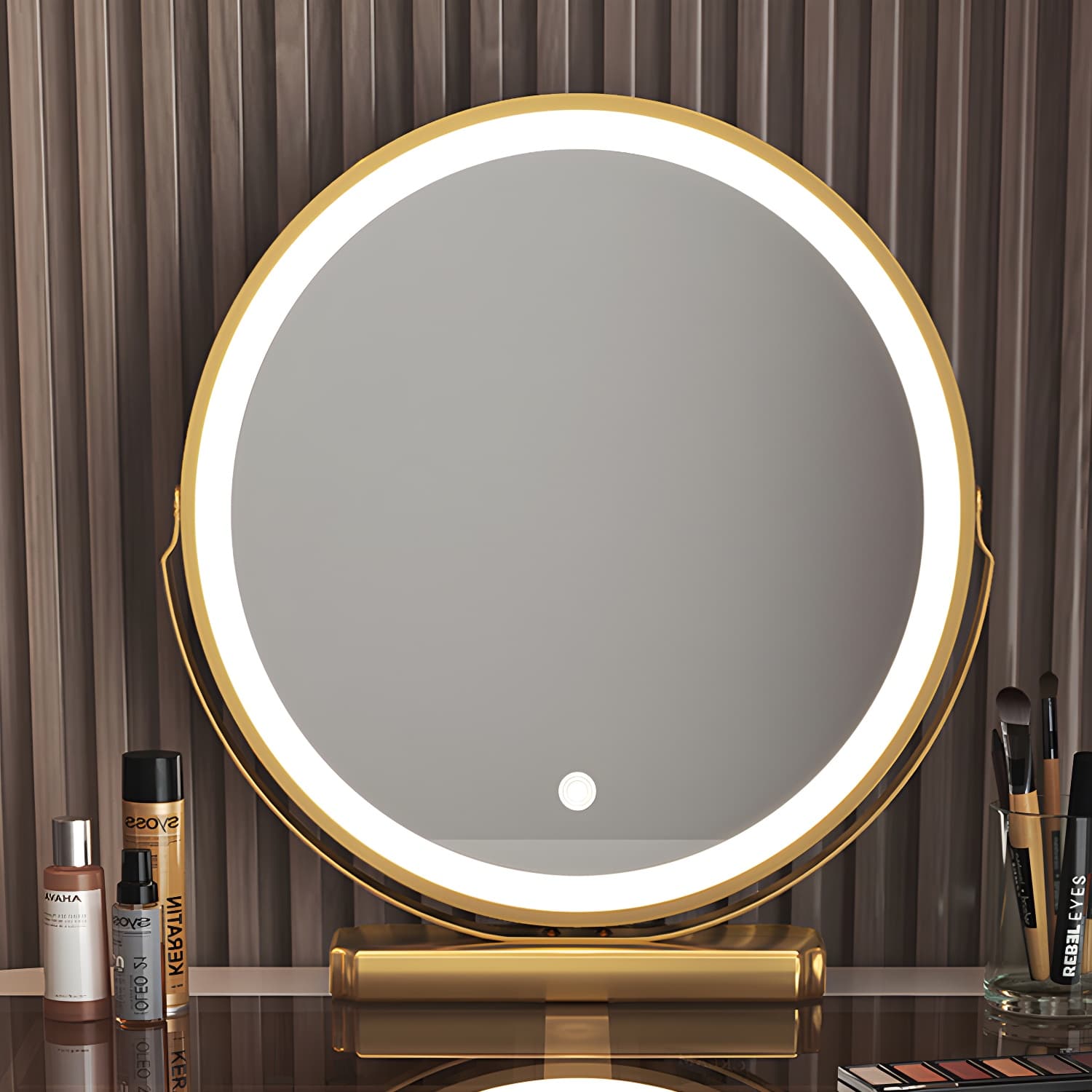 Glass Top Make-up Vanity Wood Dressing Table with Storage Drawers - image 10