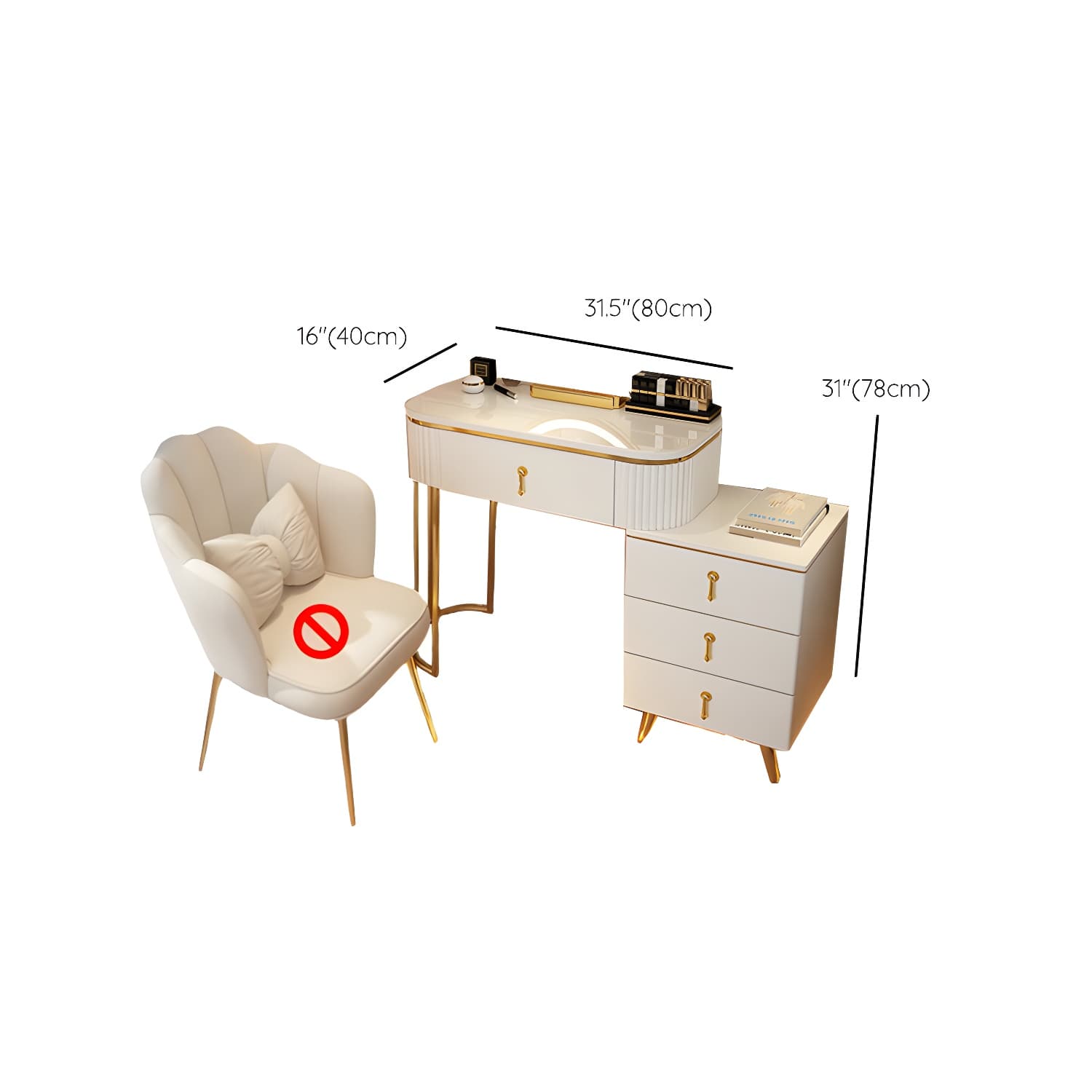 Glam Bedroom Vanity Dressing Table Wood Vanity Dressing Table Set - image 20
