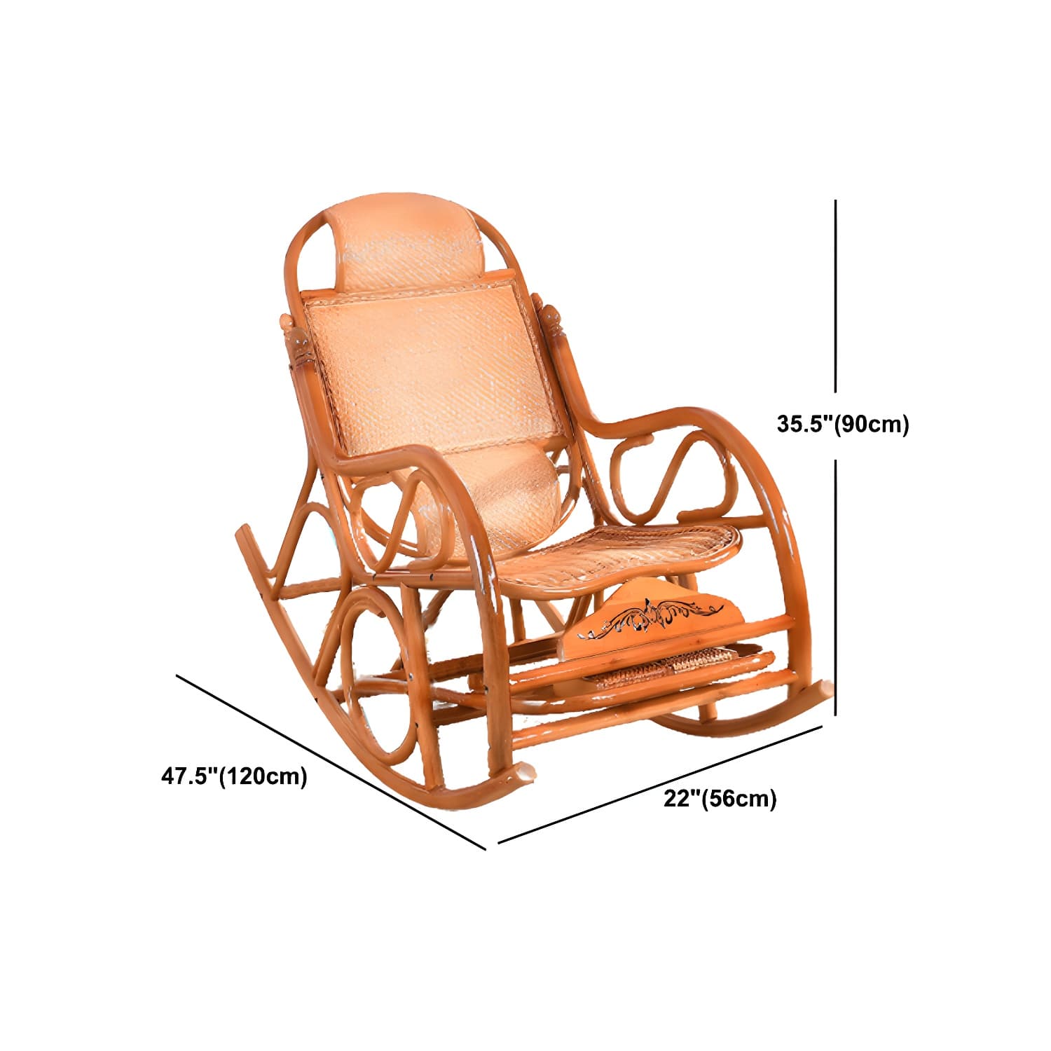 Traditional Rocking Chair Wicker Spindle Backrest Solid Color Indoor Rocking Chair - image 25