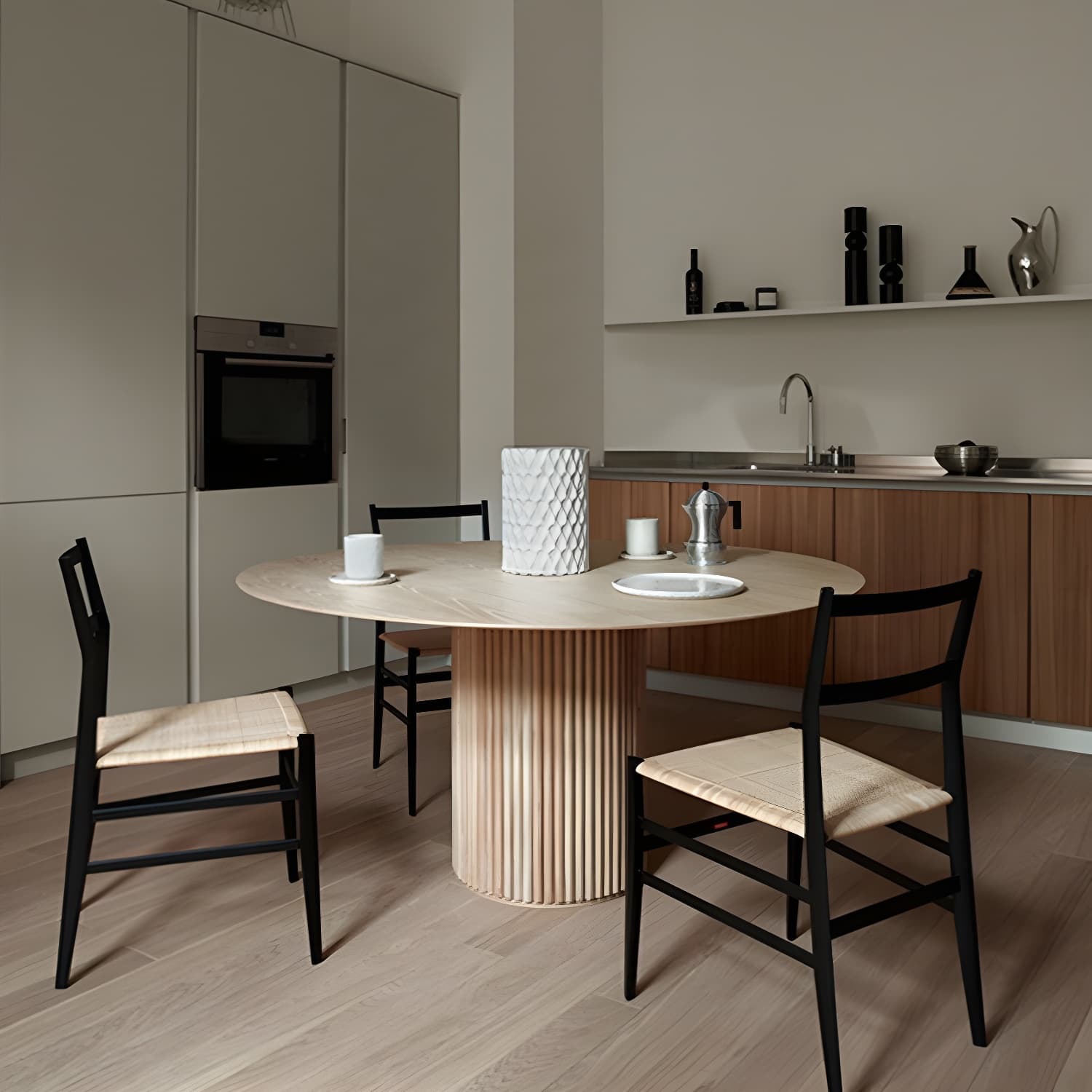 Solid Wood Dining Table Round Modern Pedestal Dining Table for Home Use - image 15
