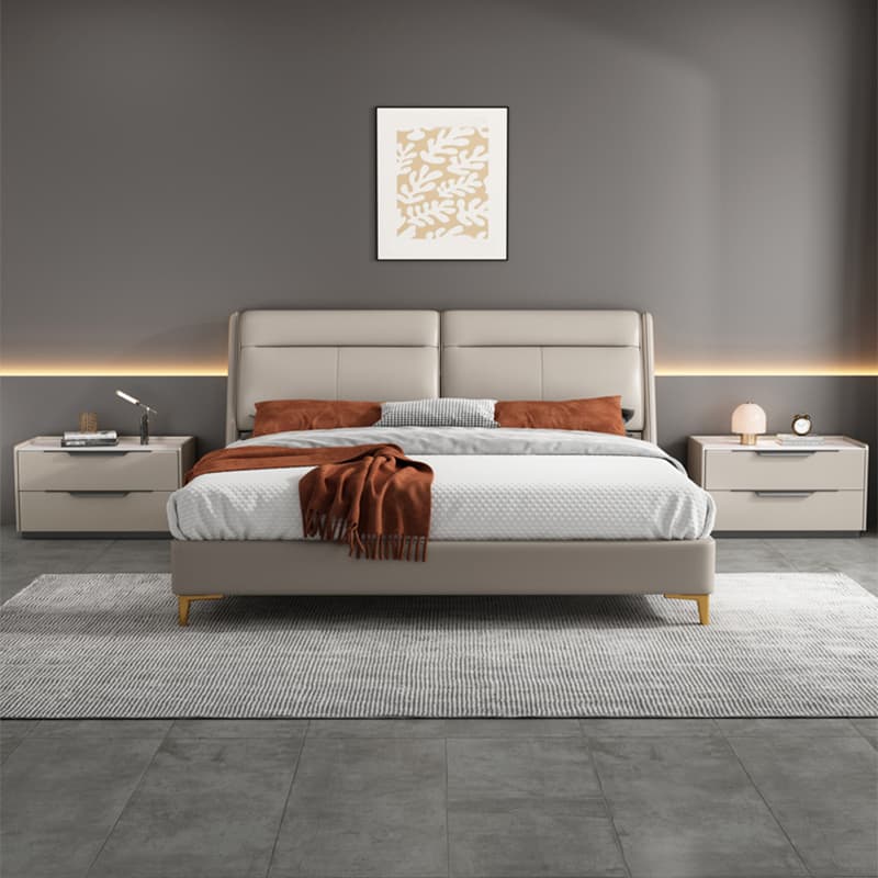 Modern Wooden Nightstand with 2 Drawers in Low Height - Stone Countertop Included - image 7
