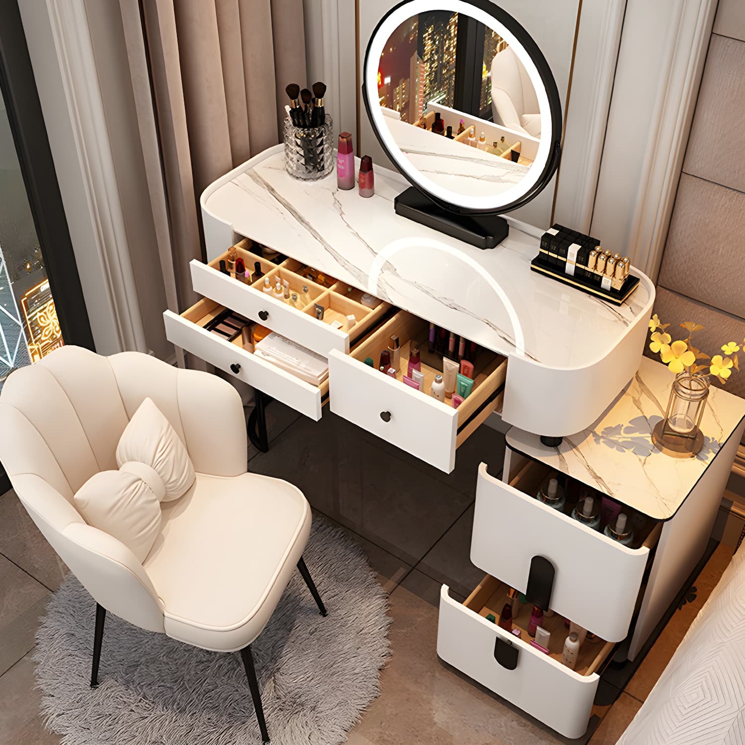 Contemporary Wood Make-up Vanity 15.75" Wide Make-up Vanity with Drawers - image 7