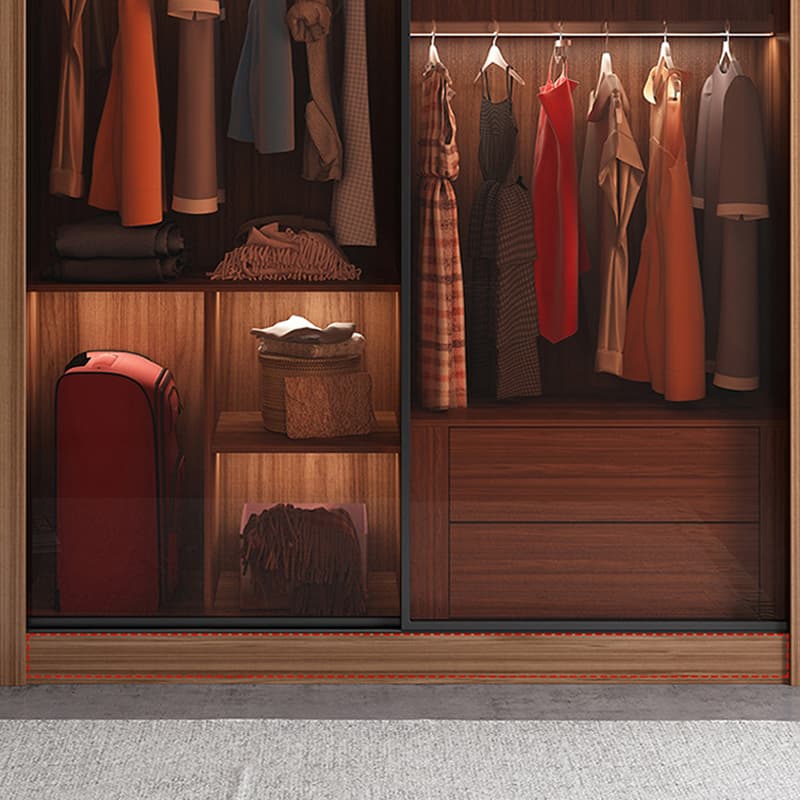 Simple Unfinished Color Wooden Wardrobe Armoire with Hanging Rod, Interior Shelves, Soft Close Drawer & Soft Close Door - image 12