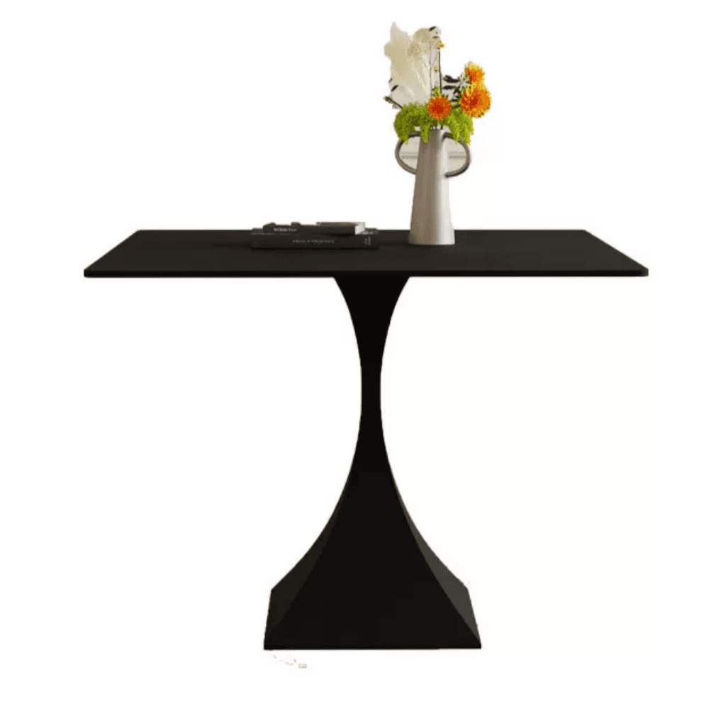 Square Stone Dining Table for 2, Scratch-proofed, Ink/Chalk Color, Fixed