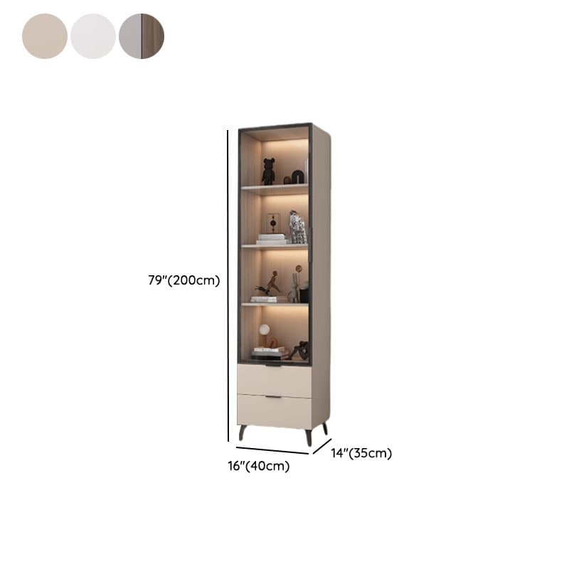 Brown Manufactured Wood Utility Storage Cabinet with Storage Cabinet, Glass Door, Cabinet Bars, Soft Close Drawer and Light - image 20