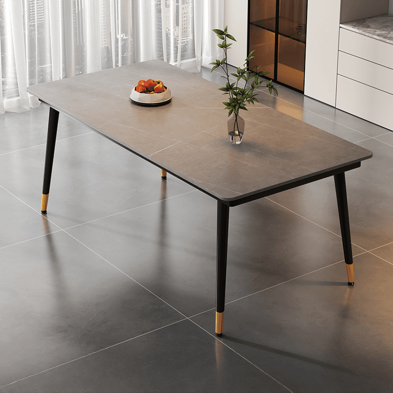 Art Deco Rectangle Scratch-repellent Fixed Table/Dining Table with Ink legs and Sintered Stone top Seats 4/Seats 8/for 6 - image 4