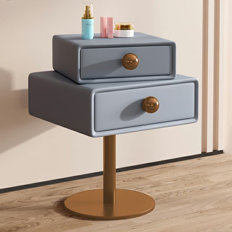 Modern Faux Leather Drawer Storage Nightstand in Narrow for Bedroom