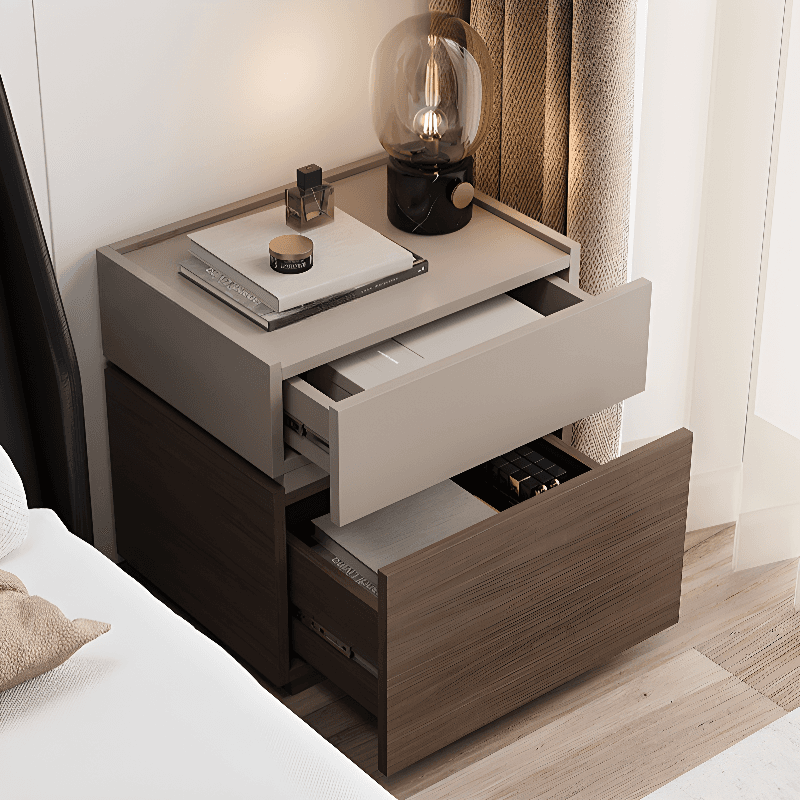 Organic Modern Bedside Cabinet Nightstand with 1 Drawer, 1 Cabinet, 2 Shelves, Right Orientation, and Particle Board Wood - image 13