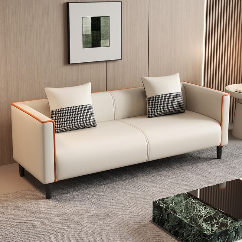 Trendy Solid Color Water Resistant Standard Sofa/Loveseat in Grey/Beige/Amber with Arm, Seats 3/2 People, and 2 Pillows - image 7