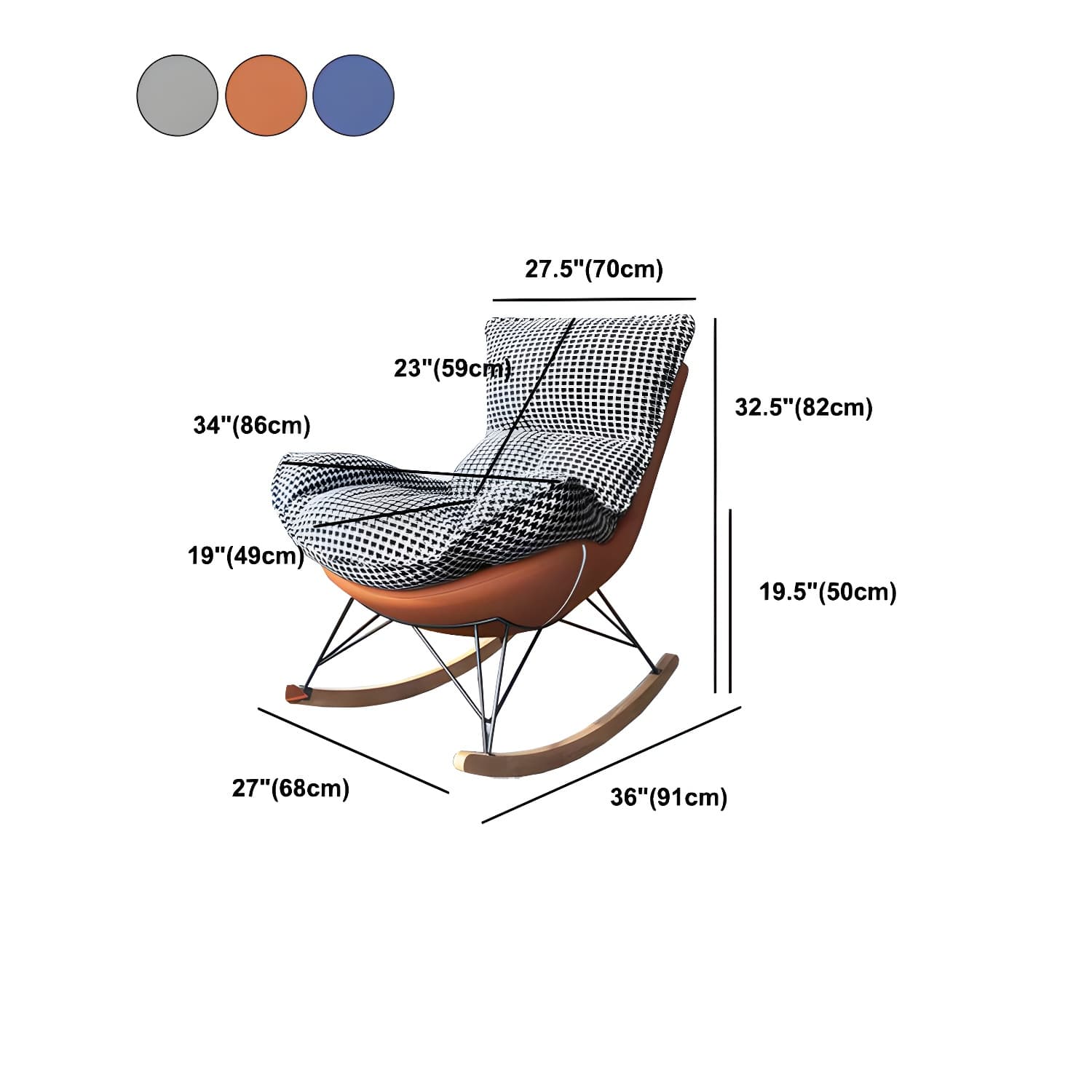Contemporary Rocking Chair Solid Wood Rocker Chair with Removable Cushions - image 22