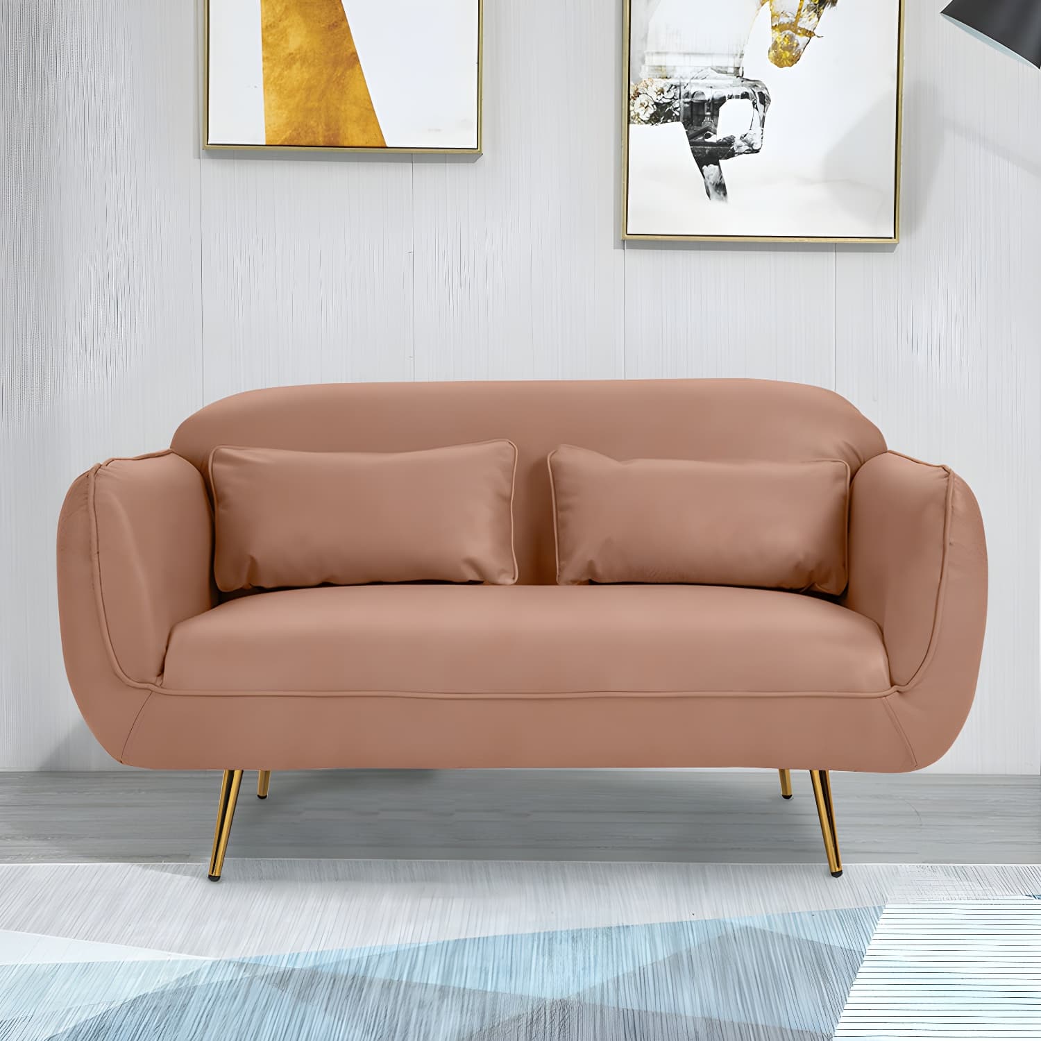 Glam Tight Back Loveseat with Flared Arm and Extra Pillows for Home and Apartment - image 17