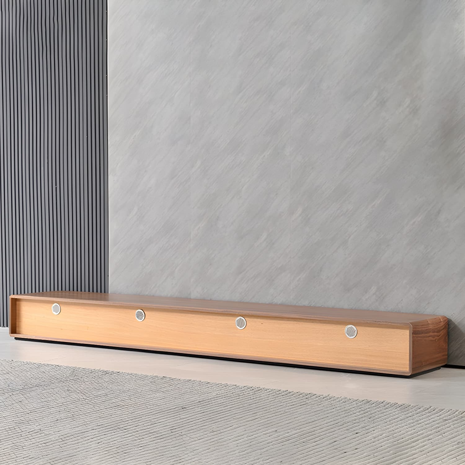 Contemporary Wood Media Console TV Stand in Natural with Drawers - image 10