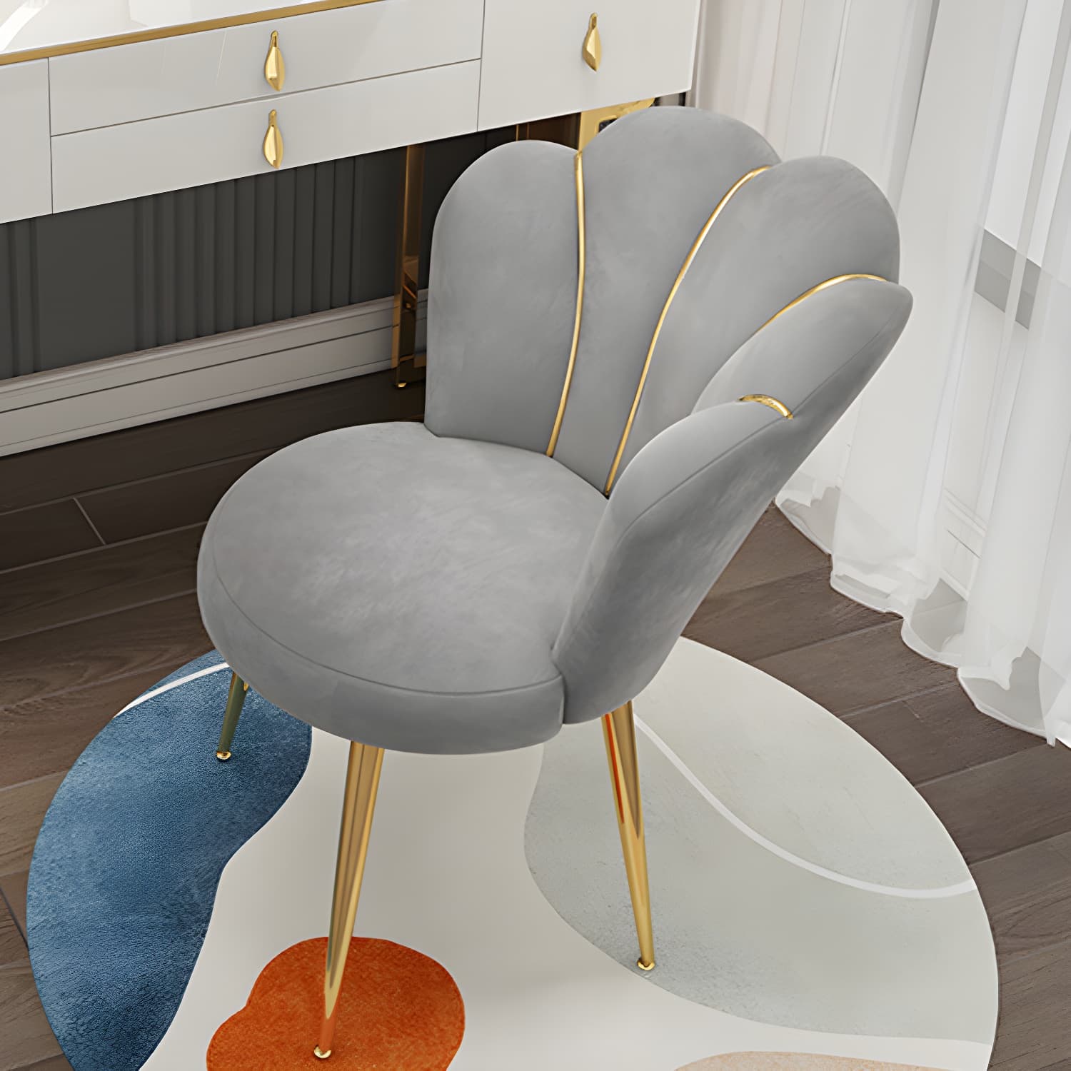 Scandinavian Style Velvet Armless Dining Chair Solid Back Single Dining Chair - image 3