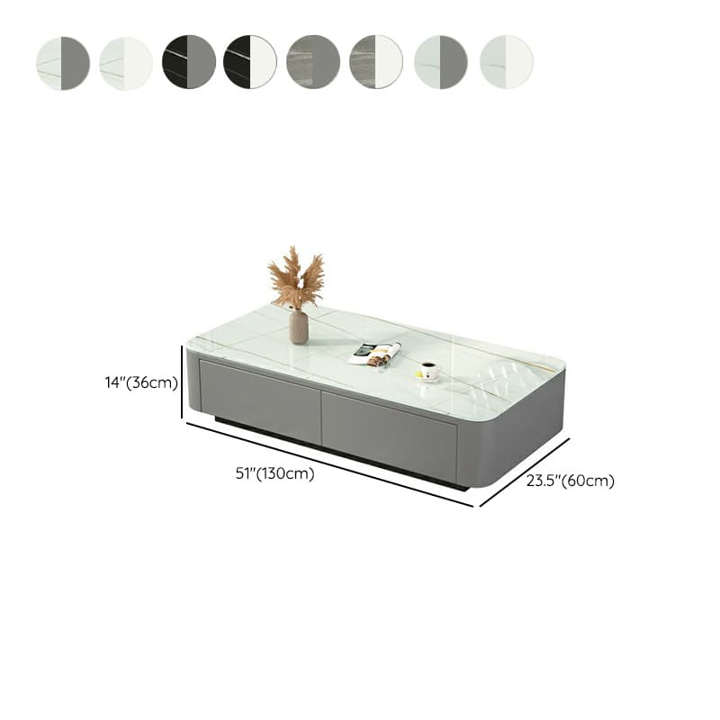 Modern Rectangular Coffee Table with Tempered Glass Top & Black Wood Base - image 18