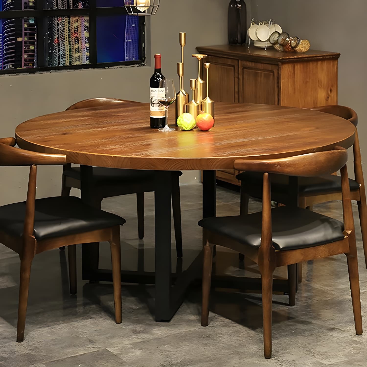 Simple Style Dining Table Solid Wood Round Dinette Table for Home Kitchen