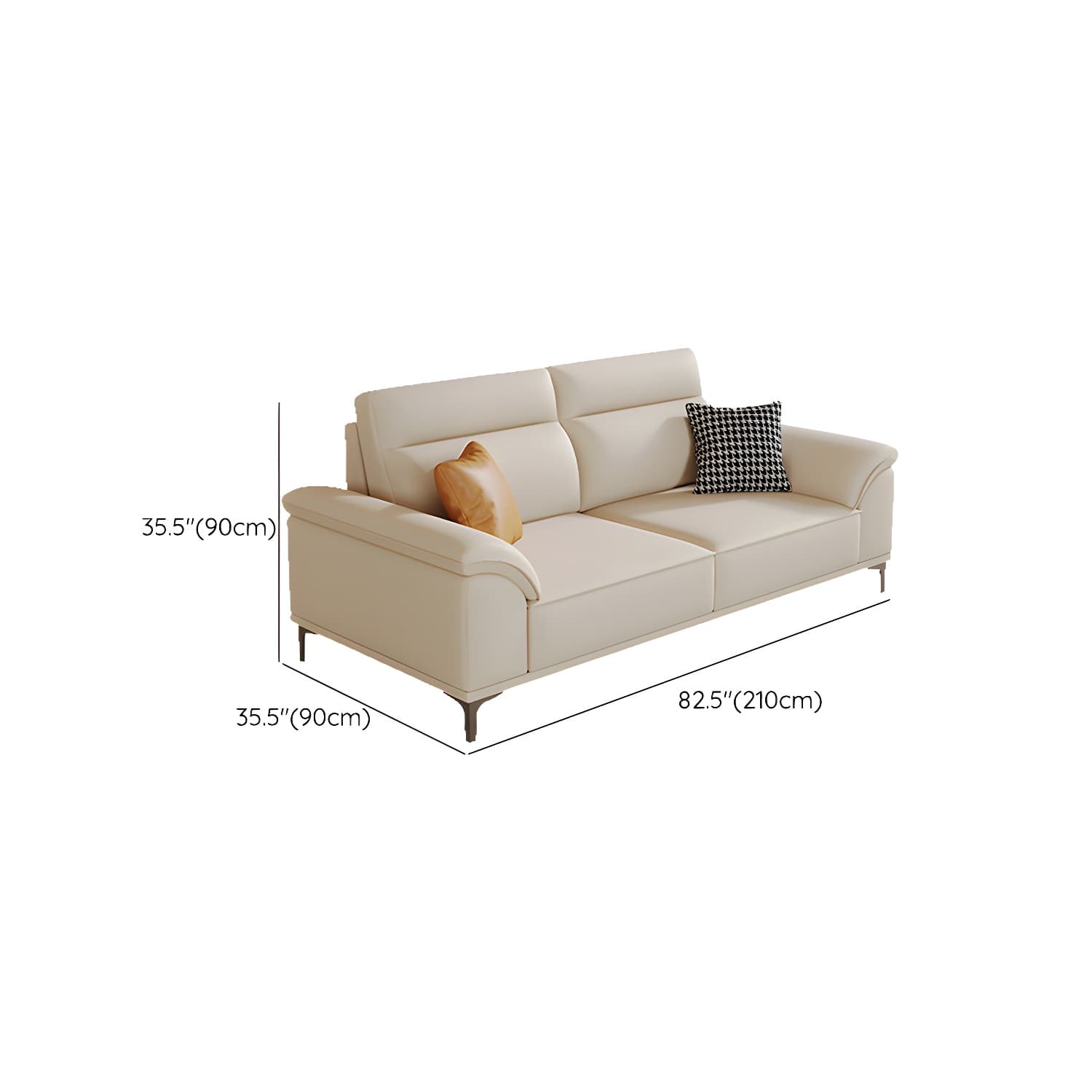 Modern Beige Faux Leather Sofa with Ottoman Included - Pillow Top Arm and Cushion Back - image 10