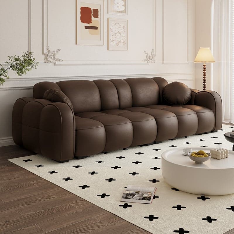 Modern Solid Color Tear Resistant Standard Sofa in Dark Grey/Light Brown/Ivory, 4-seater/3-seater with 2 Pillows - image 3