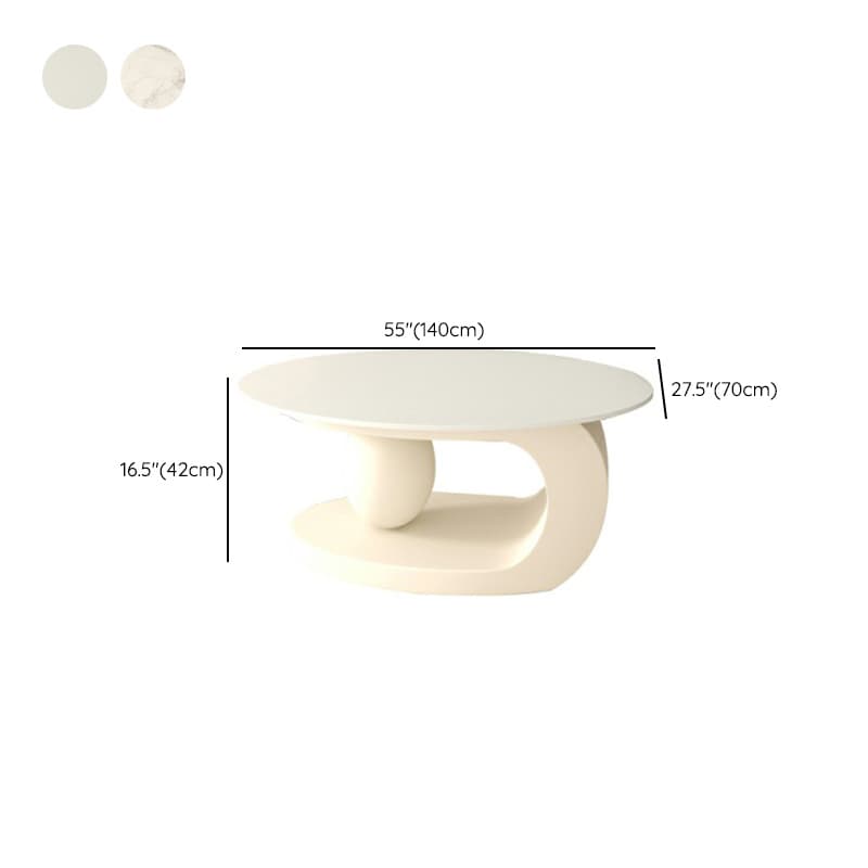 White Stone Modern Coffee Table with Abstract Steel Base for Living Room - image 13