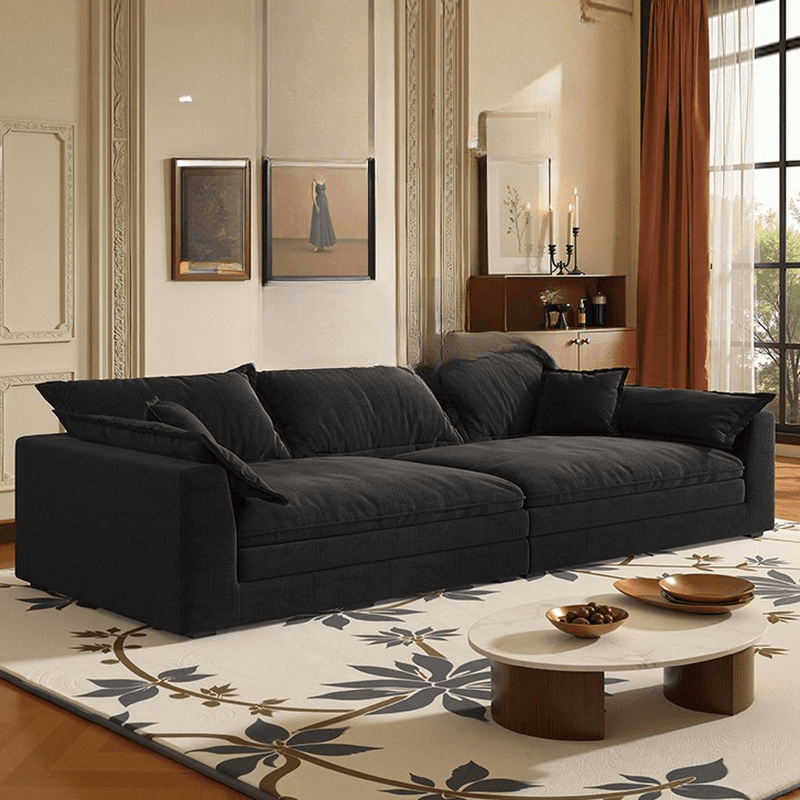 Art Deco Ink Solid Color Water Resistant Sofa Couch/Single Sofa for 5-seater/4-seater/6-seater with 2 Pillows