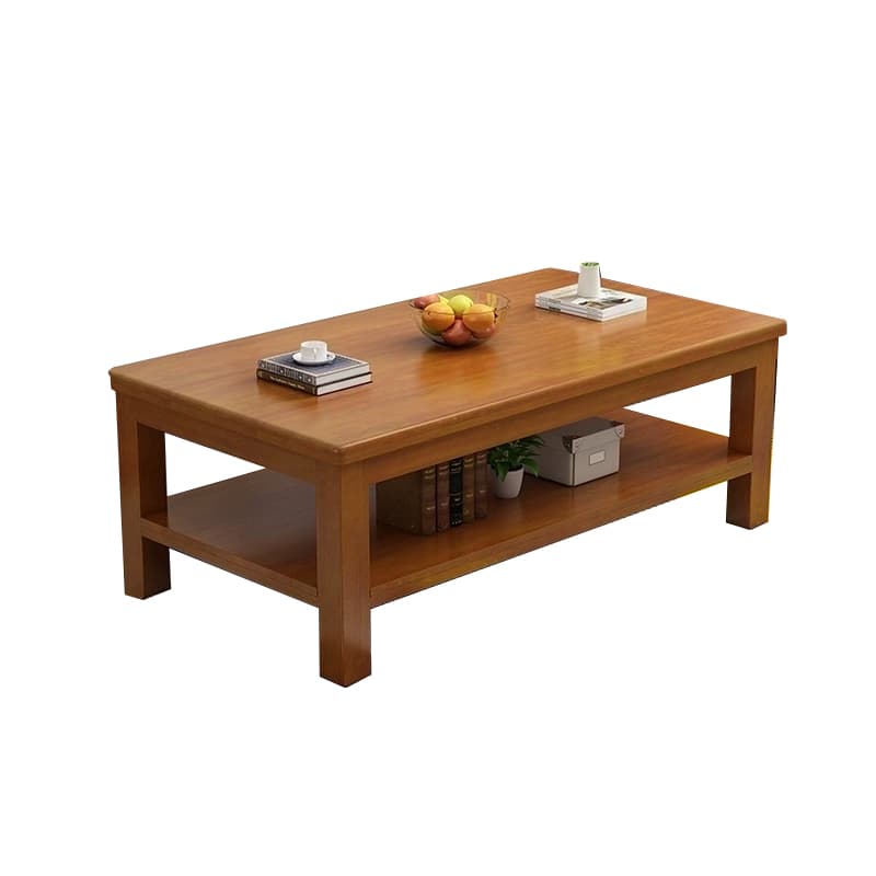 Wood Four Leg Storage Included Rectangular Standard Coffee Table No Drilling Required Modern Style - image 8