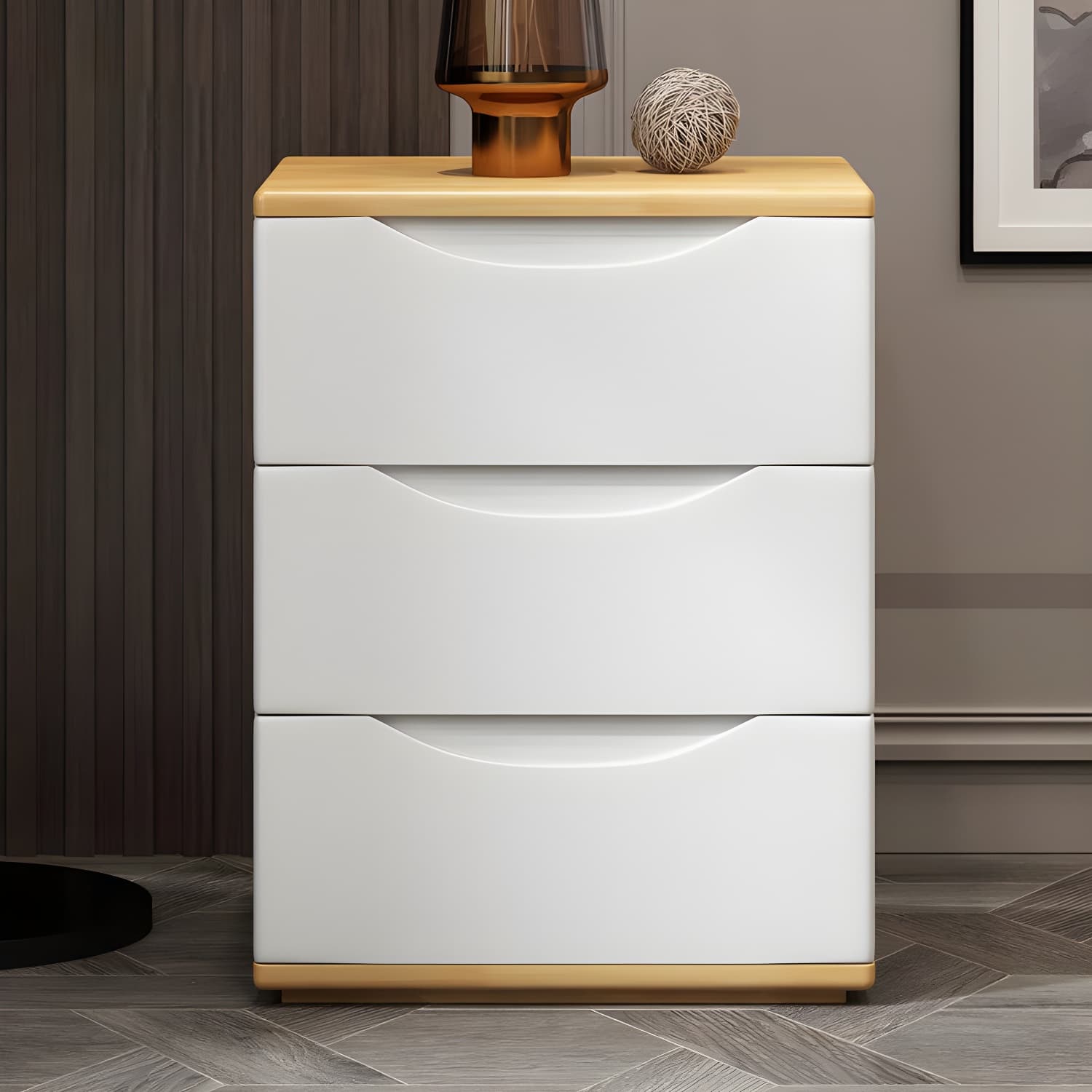 3 Drawers Contemporary Accent Table Nightstand Antique Finish Nightstand - image 5