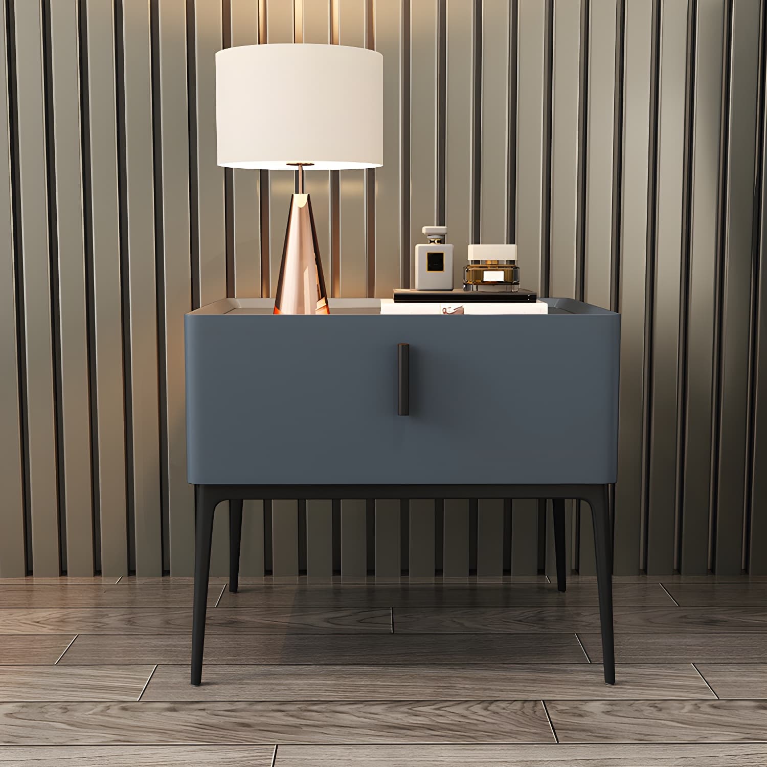 Mid-Century Modern 19-inch Tall Night Table 4 Legs Nightstand with 1 Drawer - image 10