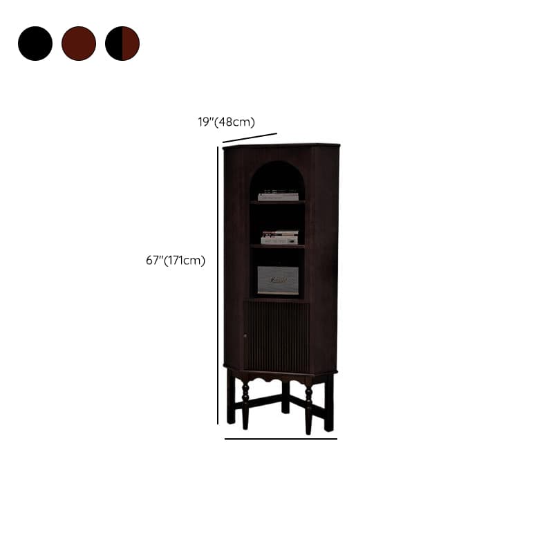 Modern Simple Nook Detached Accent Cabinet with 1 Cabinet, 3 Exterior Shelves, Cabinet Knobs, and Midnight Black/Light Brown Top - image 11