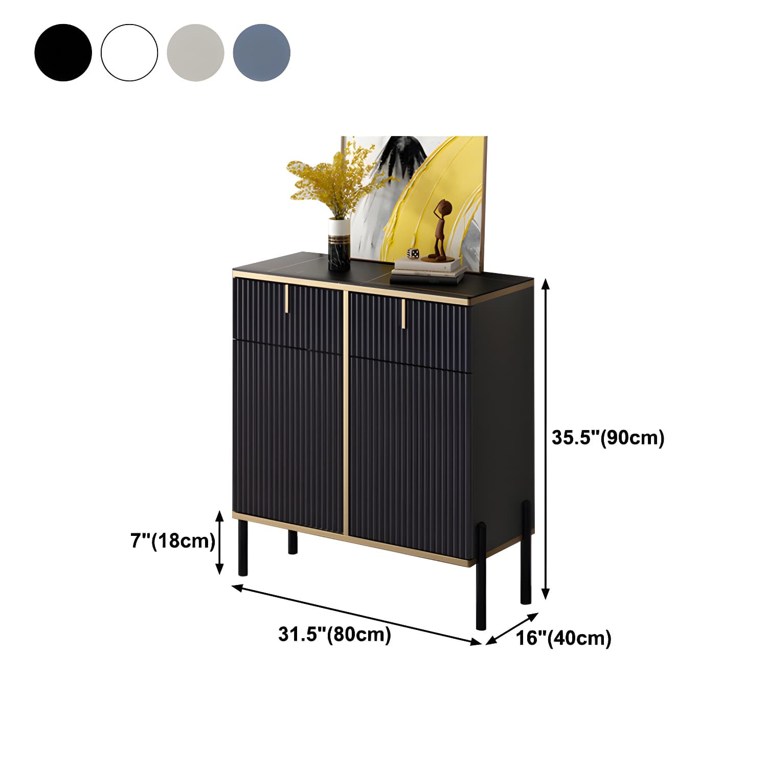 Artificial Wood Sideboard Glam Sideboard with Doors for Living Room - image 14