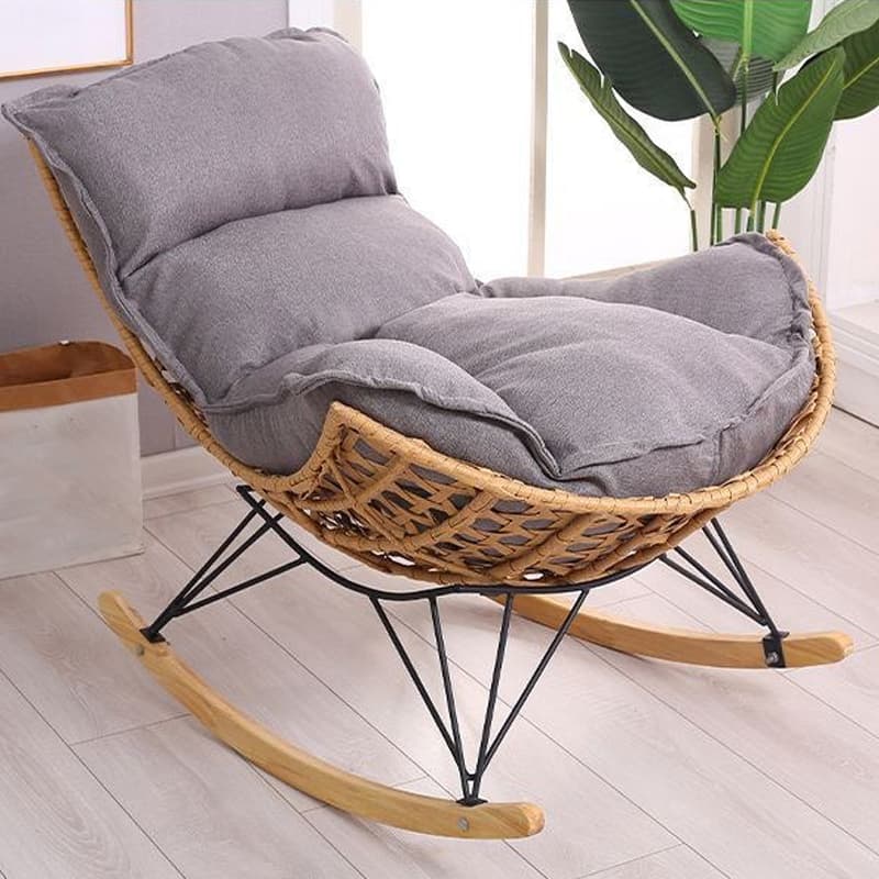 Stylish Wicker & Rattan Rocking Chair with Natural Wood Legs - Perfect for Modern Home Décor - image 7