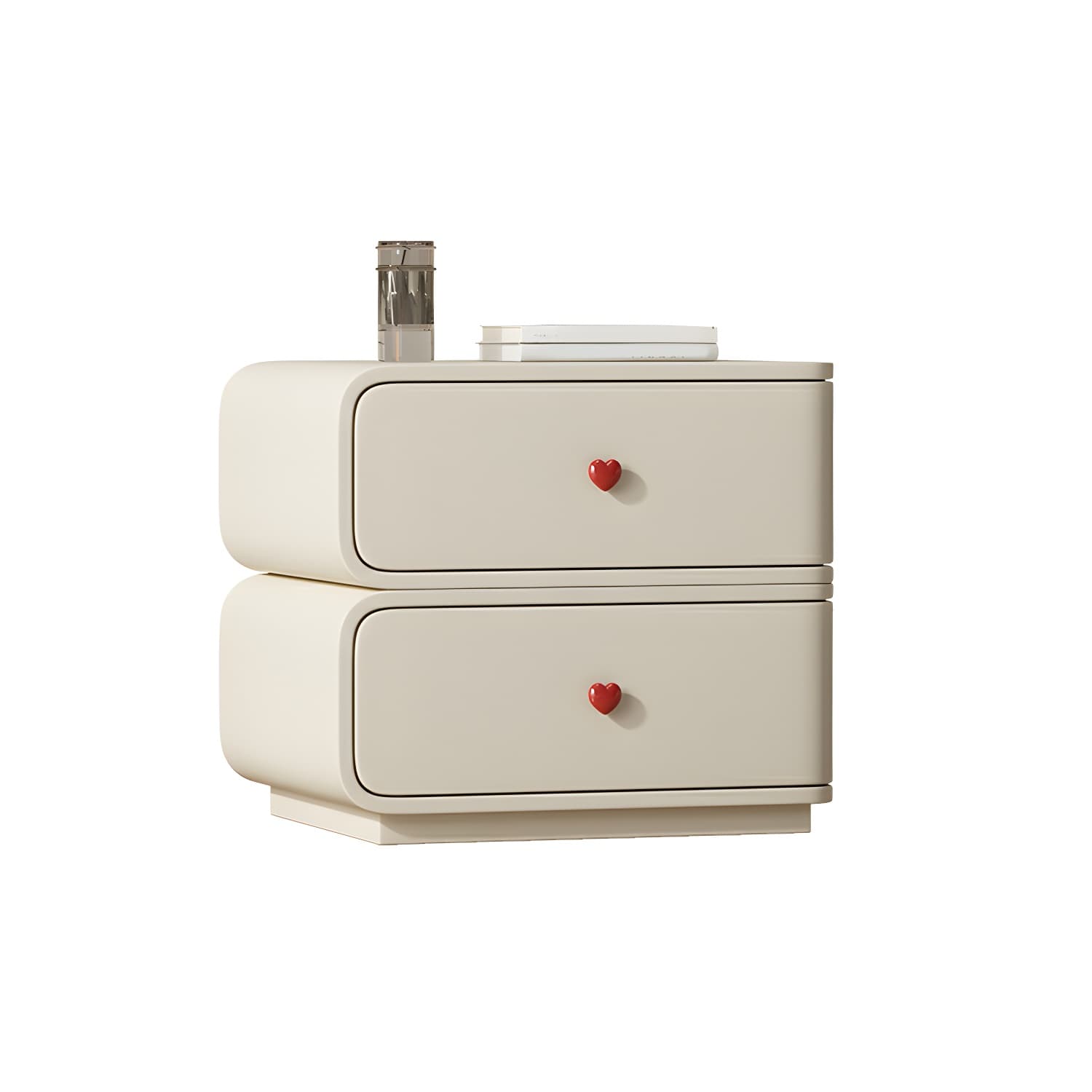 Contemporary Solid Wood Frame Nightstand with Microfiber Leather Silent Slide Two Drawers - image 17
