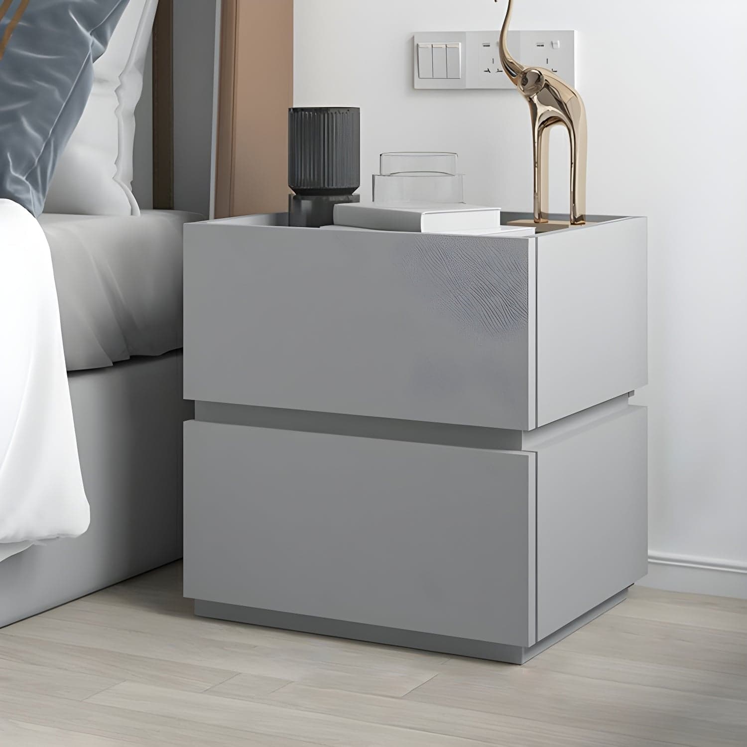19.1" Tall 2 - Drawer Nightstand Wooden Accent Table Nightstand for Bedroom - image 10