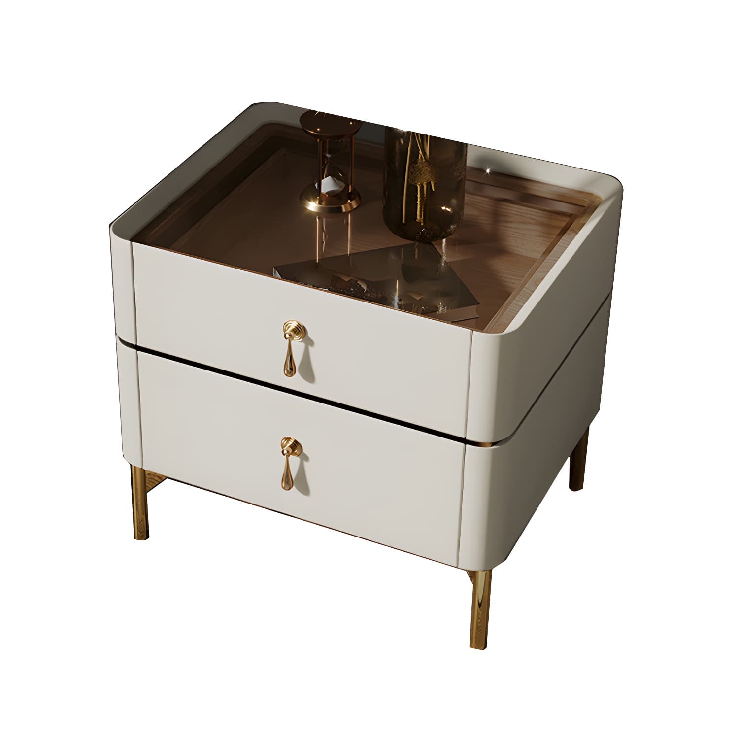 Glam 2-Drawer Nightstand Glass Top 19 Inch H Legs Included Night Table - image 16