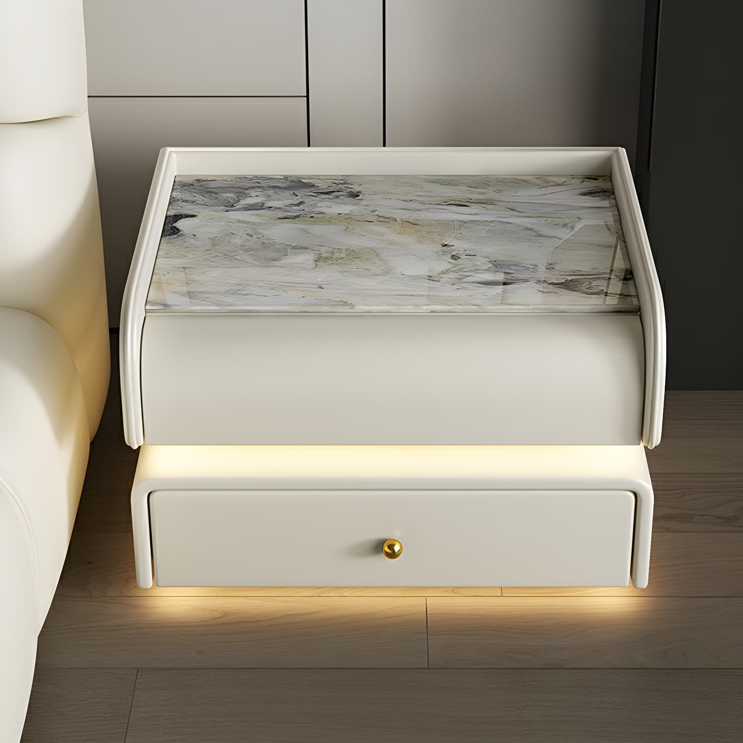 Modernism Bedside Cabinet Made from Leather and Wood for Bedroom - image 8