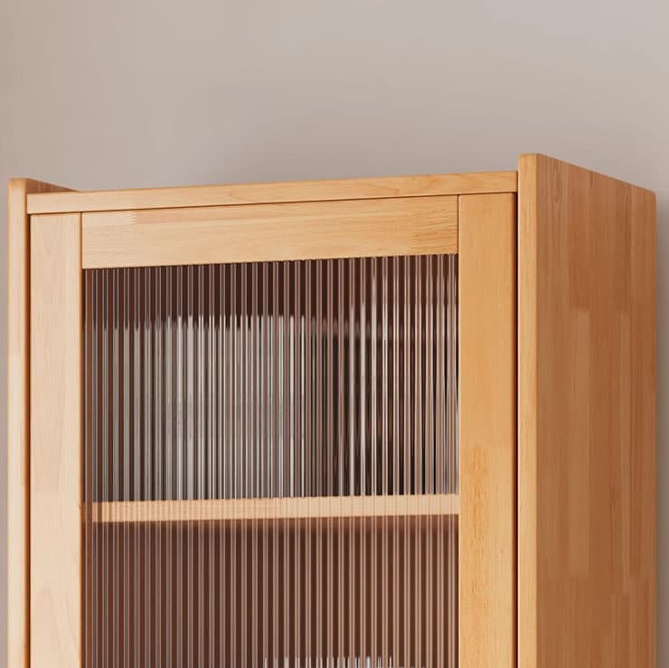 Scandinavian Solid Wood Accent Cabinet with Glass Door, 1 Cabinet and 2 Drawers for Living Room - image 8