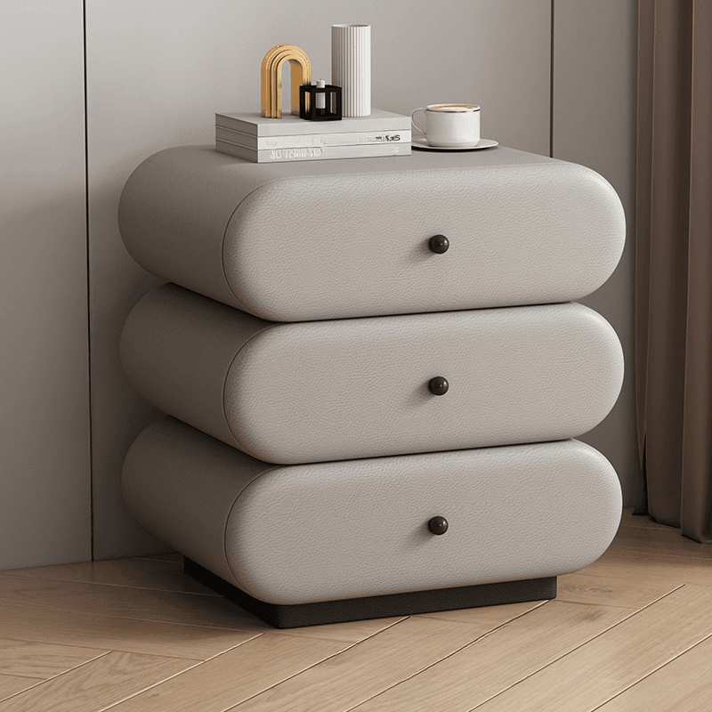 Old School 3-Tier Pleather Countertop Drawer Storage Nightstand - image 3