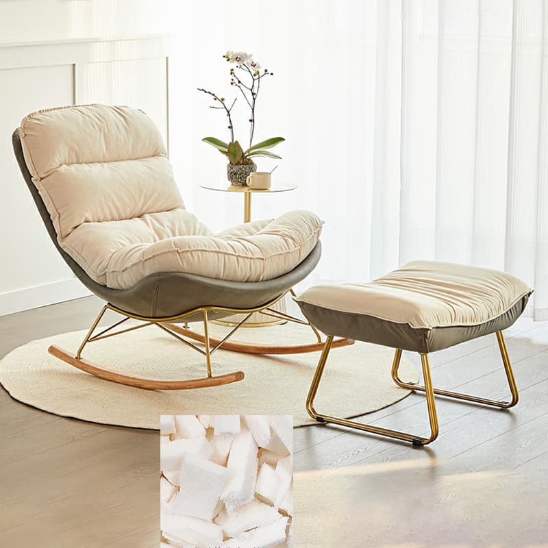 Trendy Faux Leather Upholstered Rocking Chair Couch with Footstool , Spindle Back and Resistant To Dirt - image 13