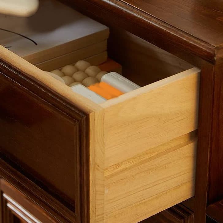 18 inch Rectangle Accent Cabinet with Drawers and Turned Legs, Solid Wood - image 9