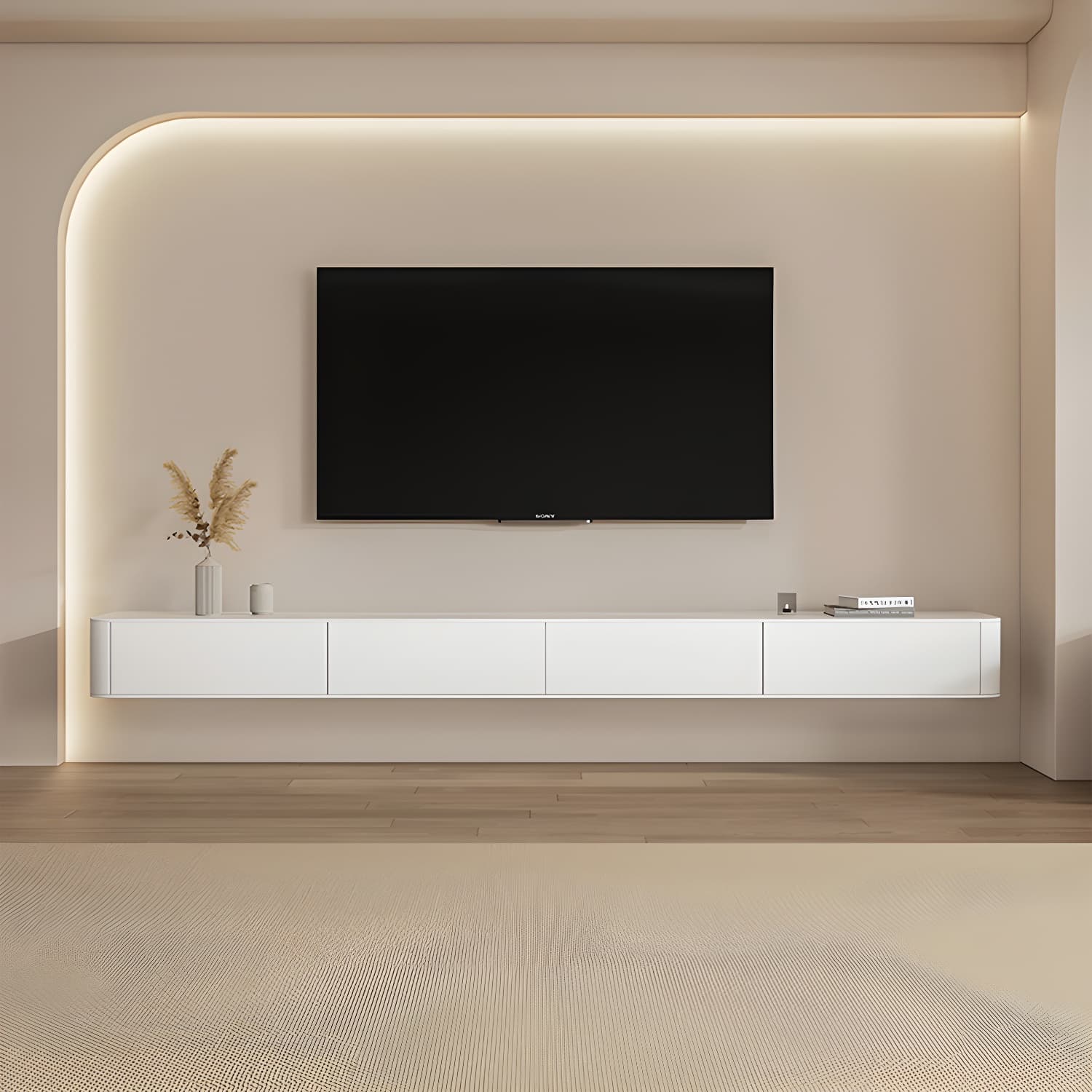 White Wood TV Stand with 2-4 Drawers for Modern Entertainment Centers