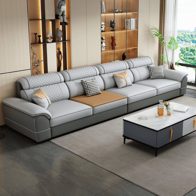 Modern Simple Style Straight/L-Shape Horizontal/Reversible Sofa Couch/Sofa Chaise in Grey with Water-resistant and Pillow Top Arm, 2-piece/3 Pc - image 4