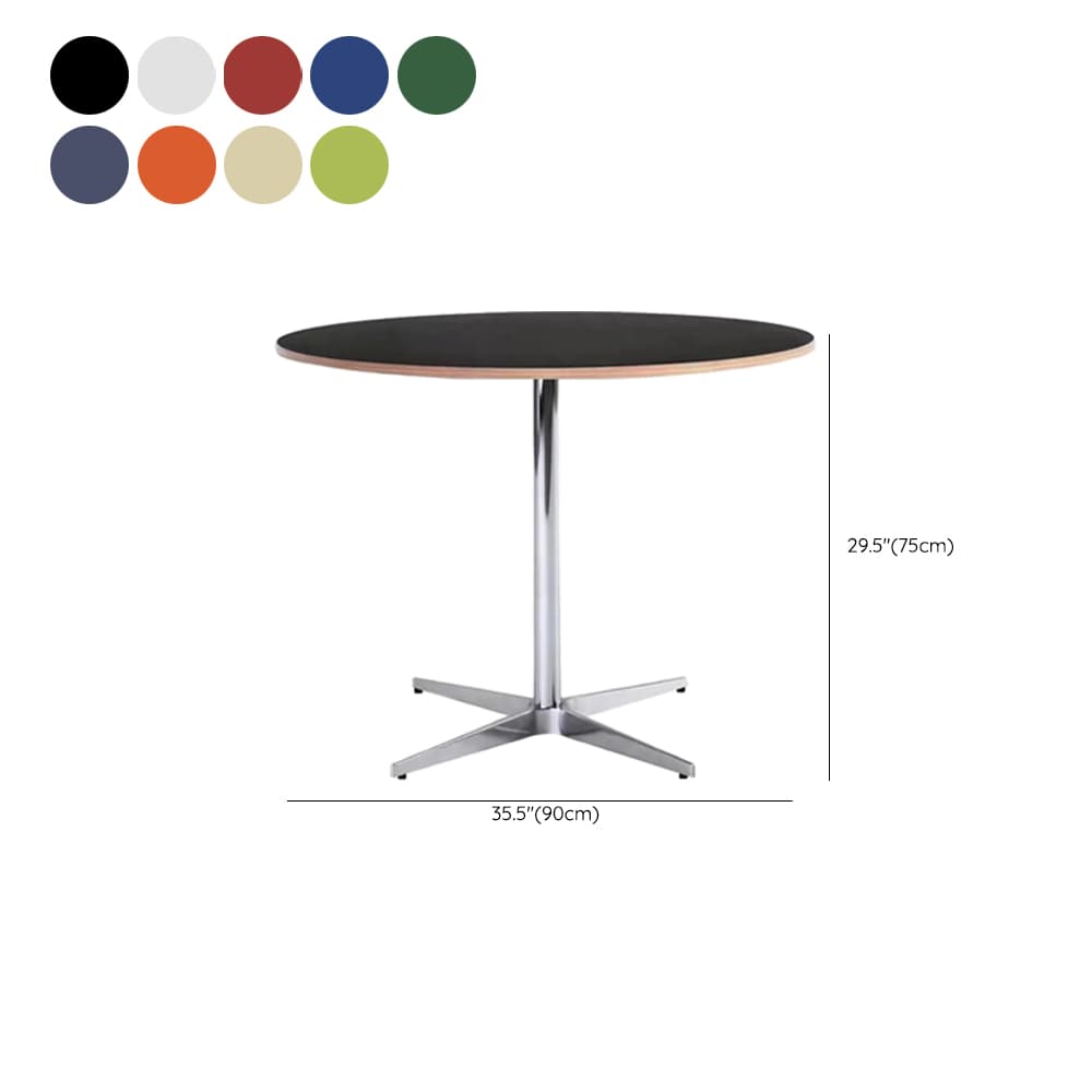 Trendy Orbicular Dining Table with Timber Top, Fixed Table Mechanism in Cerulean/Green/Apricot Color - image 18