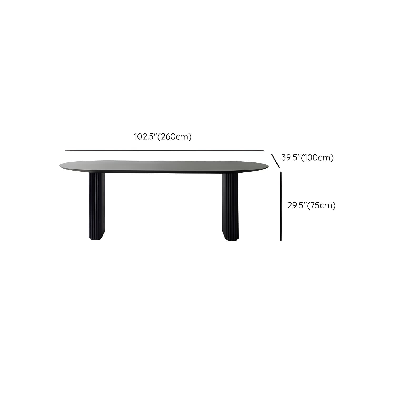 Modern Oval Dining Table Black Wooden Dinner Table for Dining Room - image 18