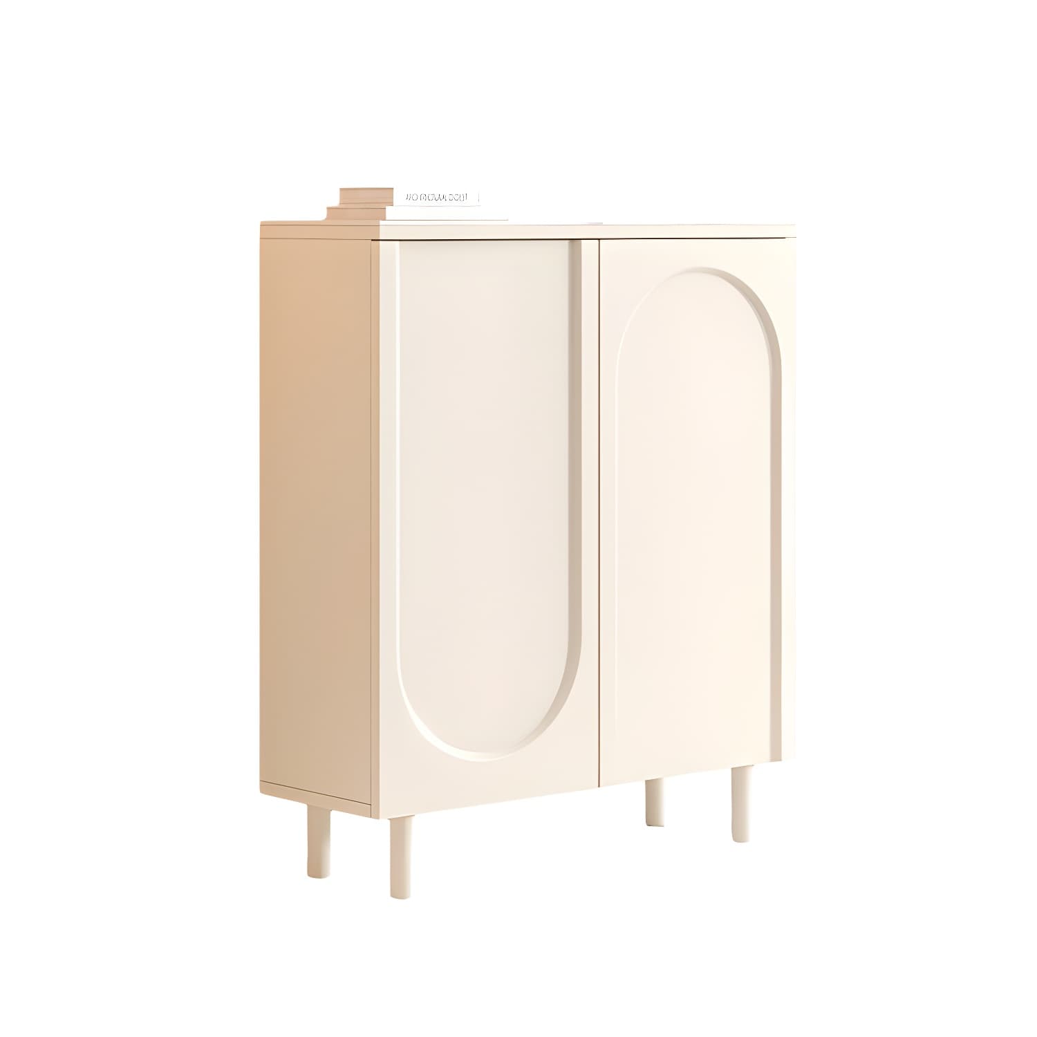 Scandinavian Wood Sideboard Credenza with Cabinet and Adjustable Shelves