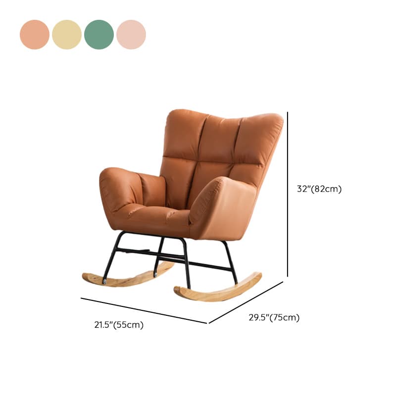 Midnight Black/Olive Green/Lemon Color Ergonomic Stationary Rocking Chair Couch with Rear & Round Arm - image 26