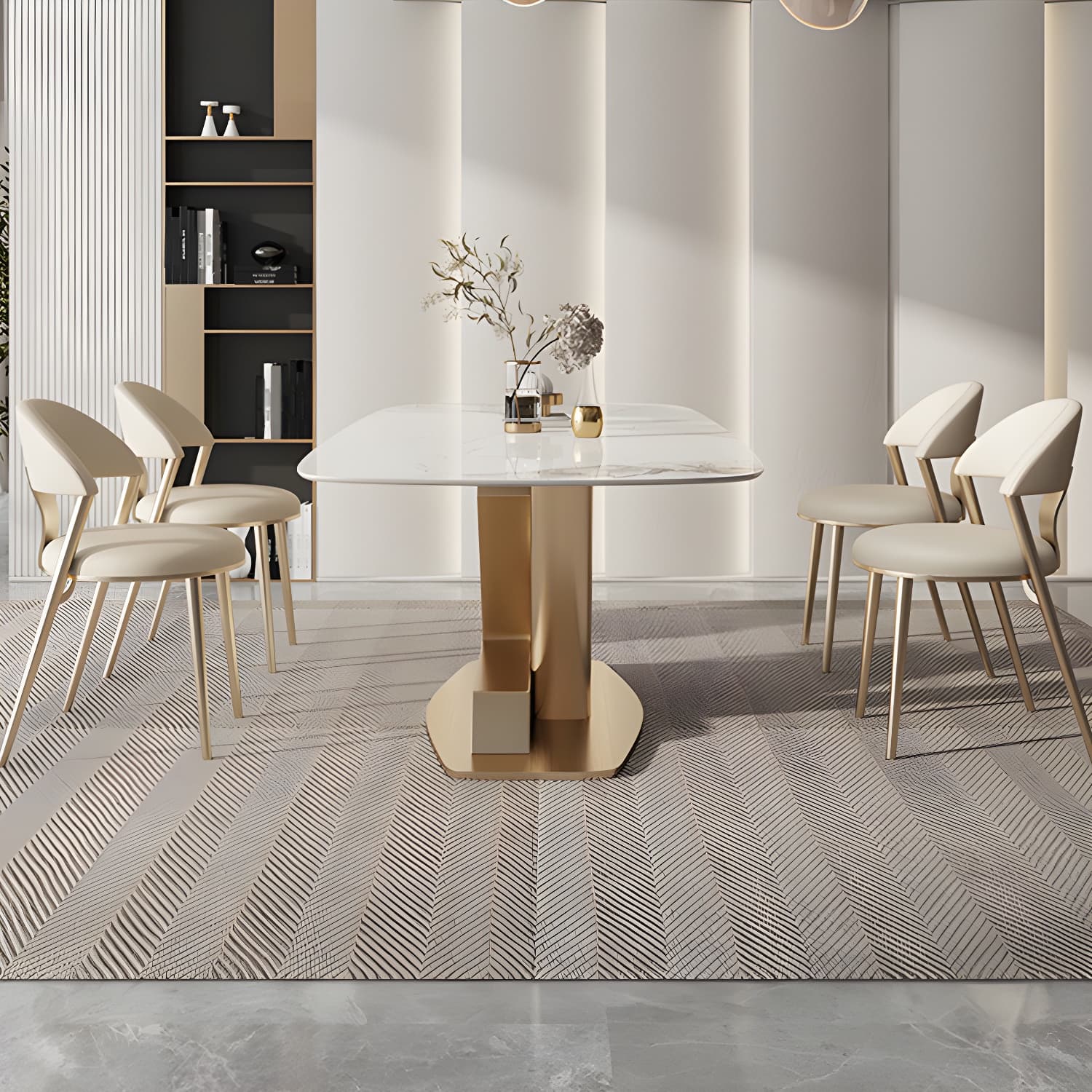 Glam Style Rectangle Table Set 1/4/5/7/9 Pieces Dining Set for Home Use - image 4